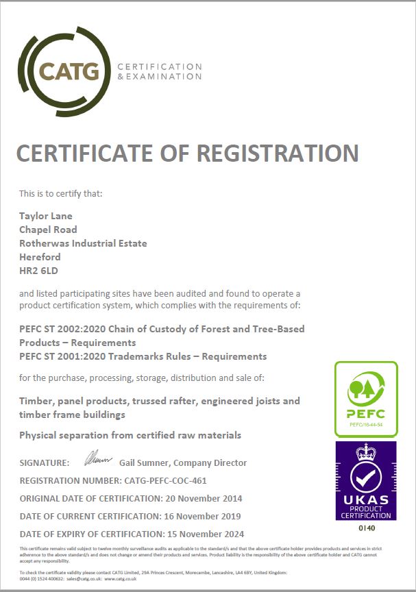 PEFC CATG Certificate