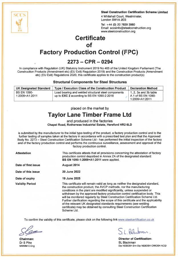 SCCS Certificate of Factory Production Control (FPC)