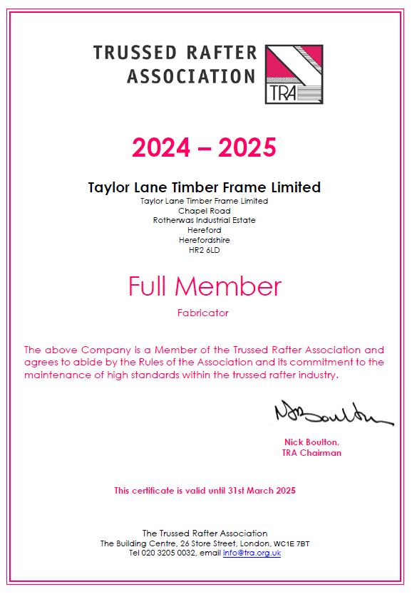 TRA Full Member Certificate